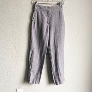 Haris Cotton Linen Elasticated Waist Pants Grey Straight Leg